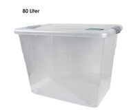 Box mit Deckel und Rollen, PP, 46x62x45 cm, 80 L (transparent)