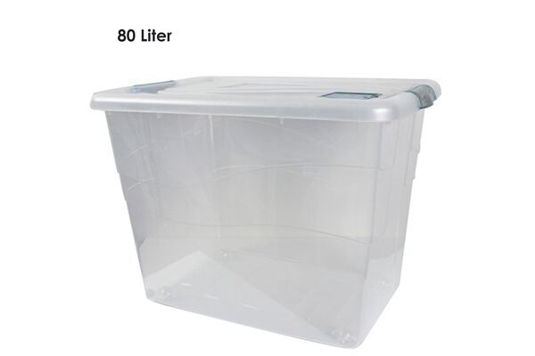  Box mit Deckel und Rollen, PP, 46x62x45 cm, 80 L