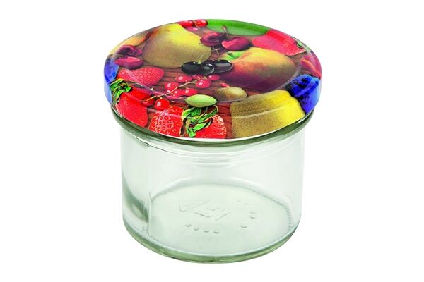  Sturzglas 125 ml, Ø 66 mm, Deckel Obstdekor