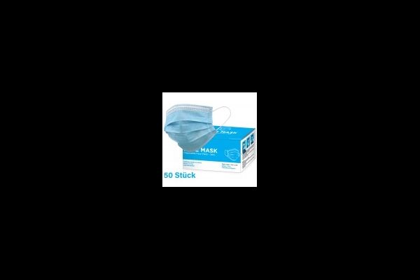  Medizinischemaske, PP, 3-lagig,17,5x9,5 cm, 50 St.