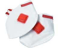 Falt-Maske FFP3, mit Ventil, EN 149:2001, 2 St. (weiß/rot)