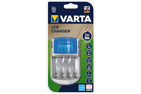  LCD-Batterie-Charger 12V/USB 4 x AA/AAA Batterien