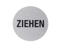 Aluminium Schild "Ziehen", Ø 75 mm