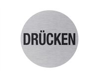 Aluminium Schild ''Drücken'', Ø 75 mm