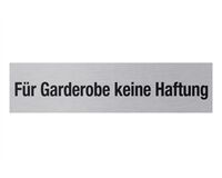 Aluminium Schild "Garderobe/Haftung", 160 x 40 mm