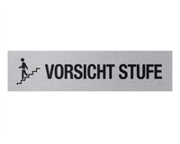 Aluminium Schild "Vorsicht Stufe", 160 x 40 mm