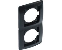 Abdeckrahmen Kreta, 2-fach, senkrecht (schwarz)
