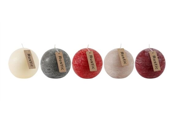  Kerze Kugel Rustic Ø 9 cm, 5 Farben