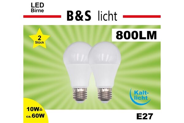  LED-Lampe, 2er-Set, 10 W, A60, E27