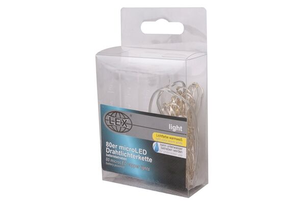 Lichterkette, Batterie, 80 LEDs, WW, 4,1 m
