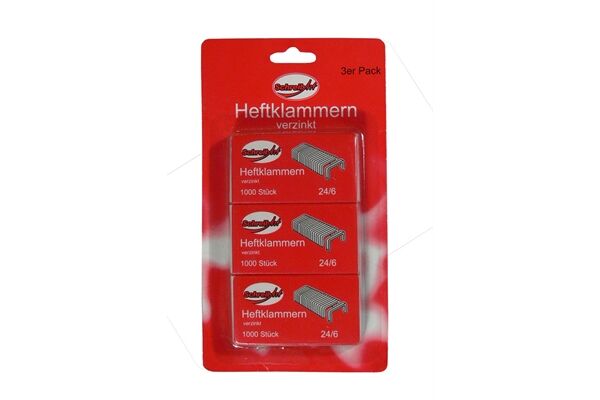  Heftklammern, 3er Pack, 24/6 verzinkt, 3.000 St.