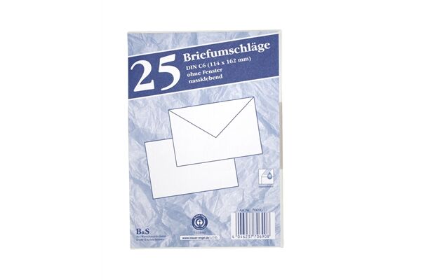  Briefumschlag C6, 25er Pack, ohne Fenster
