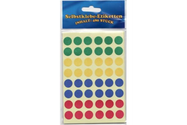  Etiketten Bunt Rund 12 mm, 480er Beutel