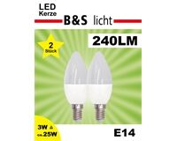 LED-Kerze, 2er-Set, 10 W, C37, E14