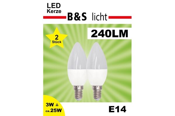  LED-Kerze, 2er-Set, 10 W, C37, E14