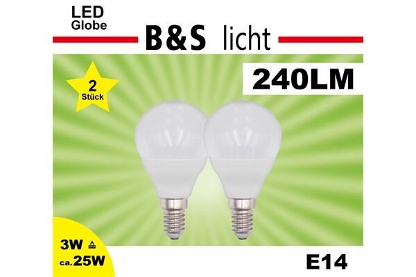  LED-Mini-Globe, 2er Set, 3W, G45, E14