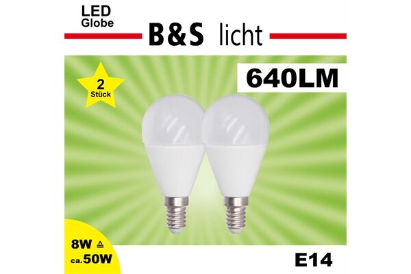  LED-Mini-Globe, 2er Set, 8W, G45, E14
