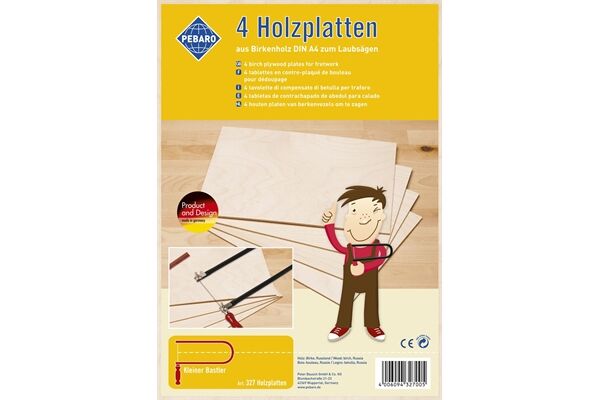  Laubsäge-Sperrholzplatten, 4 Stück, DIN A4
