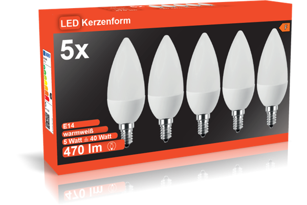 LED-SMD-Kerzenform, 5er-Pack