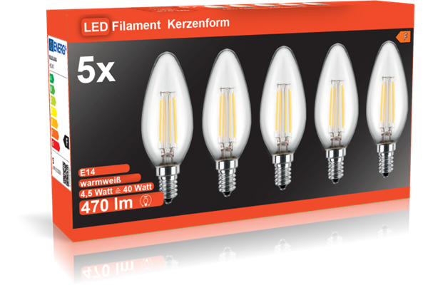 LED-Kerzenform C35, 5er-Pack