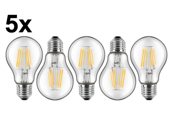 LED-Birnenform A60, 5er-Pack