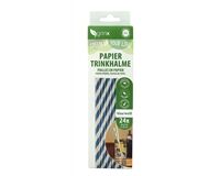 24 Papiertrinkhalme, ø 6 mm, 20 cm (weiß/blau)