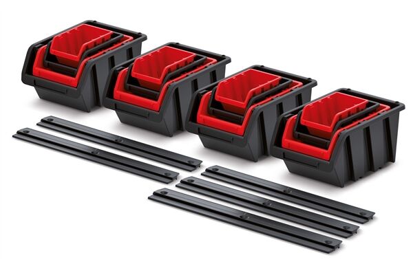  Stapelbox 19er-Set, 3 Wandleisten, 58x23,5x13 cm