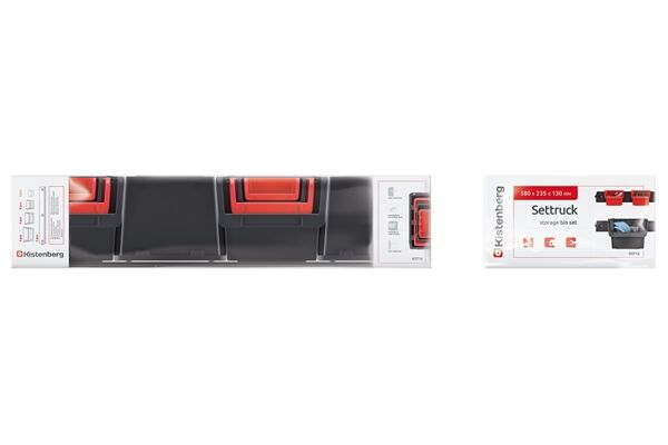  Stapelbox 19er-Set, 3 Wandleisten, 58x23,5x13 cm