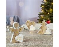 Holzdeko-Set, mit LED und Batterien