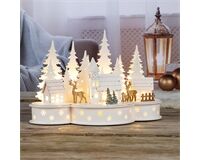 Weihnachtsstadt aus Holz, 10 LED, 30 x 15 x 20 cm