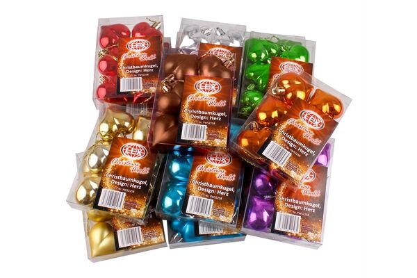  Christbaumdekokugeln, Herz, Ø 5 cm, 6 St.