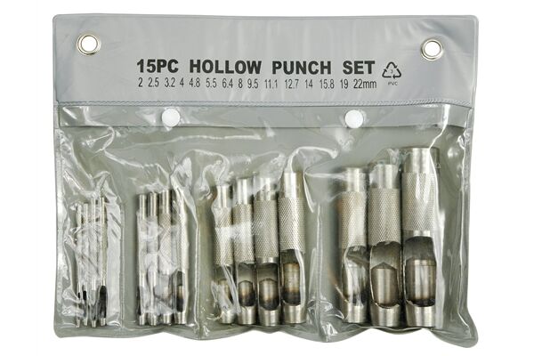  15 tlg. Locheisen Set, 2-22 mm
