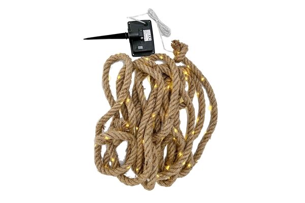  Hanfseil mit Solarbeleuchtung, 100 x LED, WW
