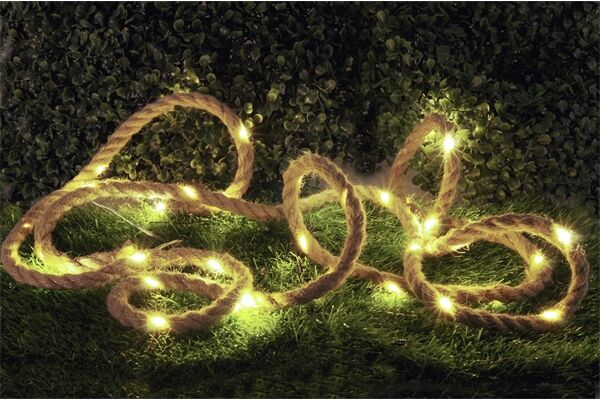  Hanfseil mit 35 x Micro LED-Beleuchtung, WW, Timer