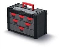 Werkzeugkiste, Multicase Cargo mit 6 Fächern (schwarz/rot)