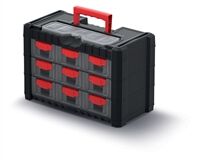 Werkzeugkiste, Multicase Cargo mit 9 Fächern (schwarz/rot)