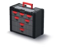 Werkzeugkiste, Multicase Cargo mit 7 Fächern (schwarz/rot)