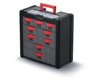 Werkzeugkiste, Multicase Cargo mit 9 Fächern (schwarz/rot)