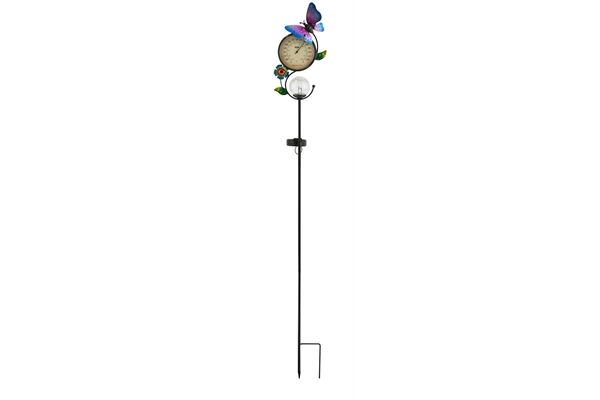  LED Solar Gartenstab, Thermometer, Schmetterling