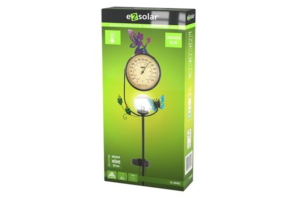  LED Solar Gartenstab, Thermometer, Fee