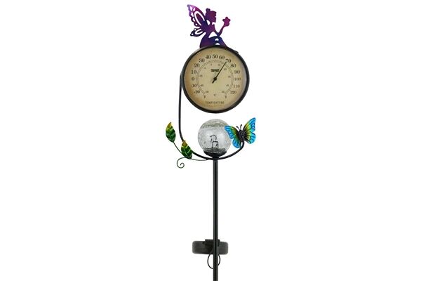  LED Solar Gartenstab, Thermometer, Fee