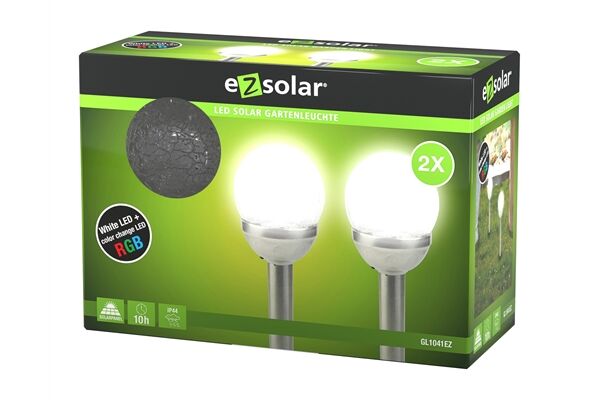  2er Set LED-Solar Wegeleuchte Material: Stahl + Cr