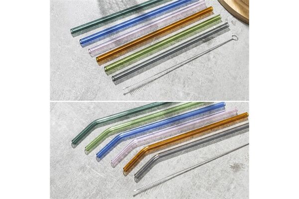  Trinkhalme aus Glas, 6er Set