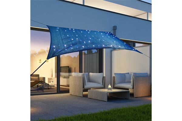  Sonnensegel mit 100 LED-Lichtern