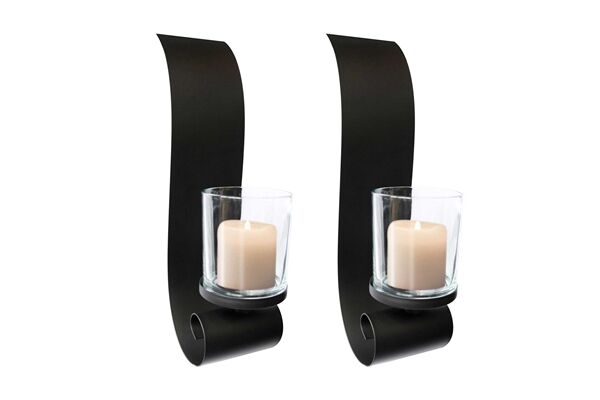  Wandkerzenhalter mit Glaskerzenhalter, 2er-Set