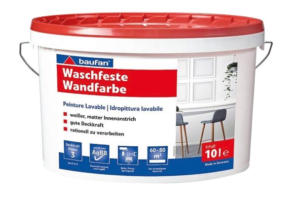 baufan Wandfarbe, waschfest, 10 L
