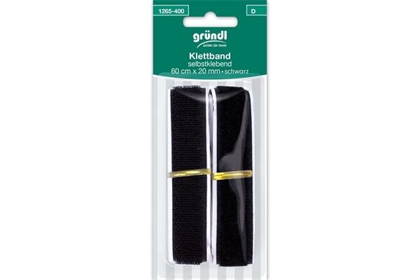  Klettband selbstklebend, 60 cm x 20 mm, sw