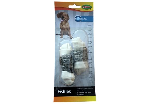  “FISHIES” geknotete Kauknochen mit Fisch, 2 St.