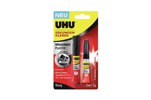 UHU Sekundenkleber Plastik 2 g + 3 ml