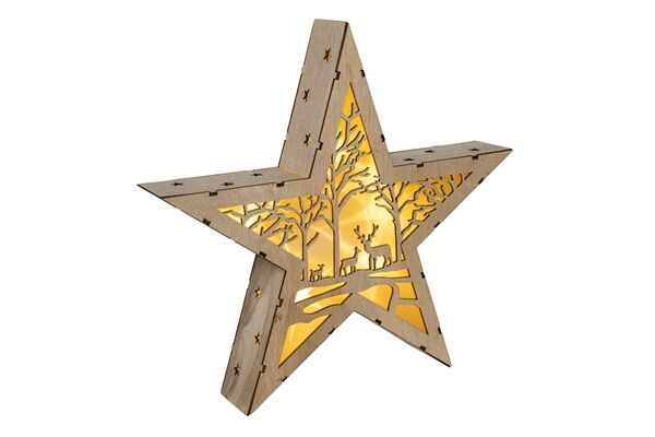  Holzstern mit Weihnachtskulisse